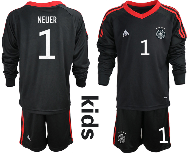 Youth 2021 European Cup Germany black Long sleeve goalkeeper #1 Soccer Jersey